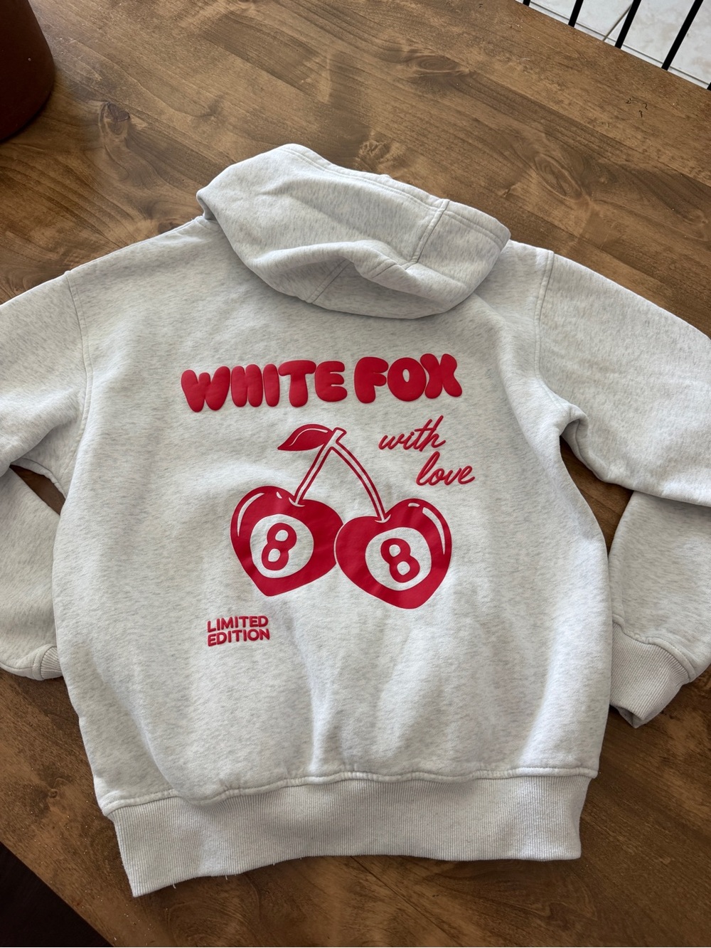 White Fox With Love in the moment Cherry Hoodie XS/S